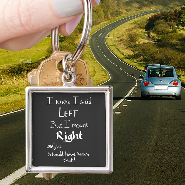 Llavero Dije Que Dejó Diversas Direcciones Chiste Humor Ci (Funny driving directions joke black keyring )