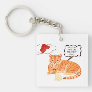 Llavero Dilema divertida de tigre y conejito - Cómic de an