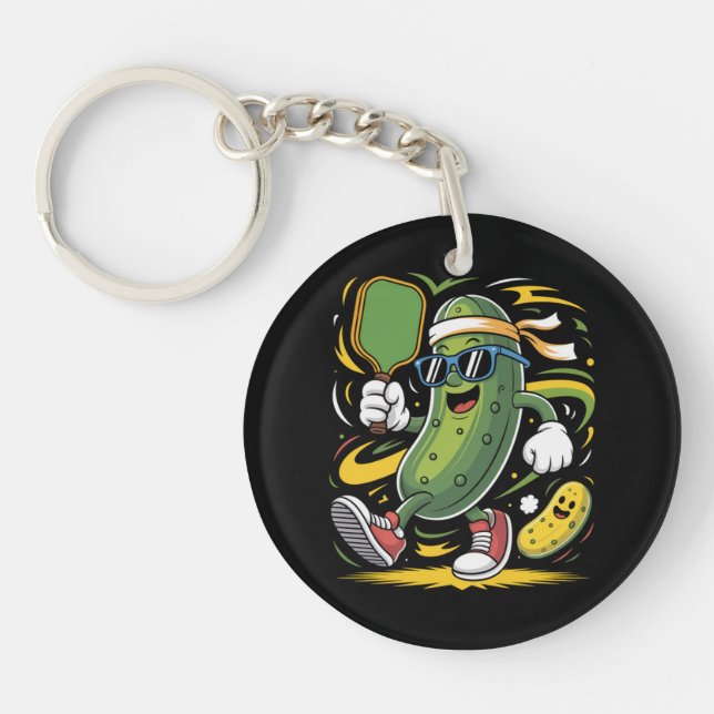 Llavero Dill pickle jugando pickleball (Frente)