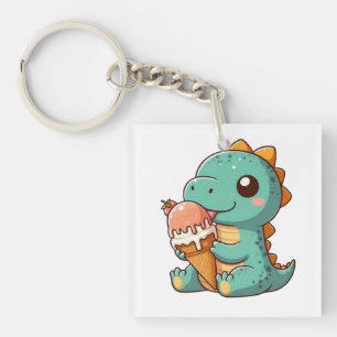 Llavero Dino de comer helado lindo
