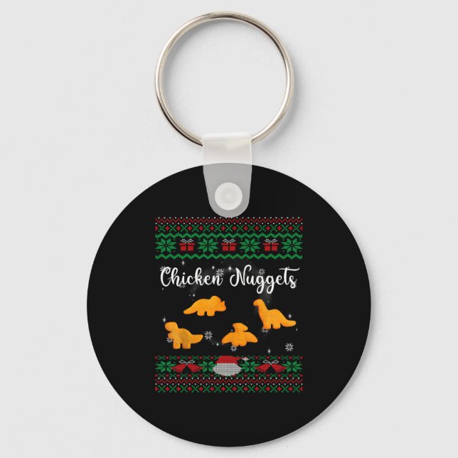 Llavero Dinos Chicken Nuggets Ugly Christmas Sweater Funny (Anverso)