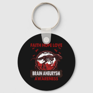 Llavero Dinosaur Faith Hope Love BRAIN ANEURYSM Conciencia