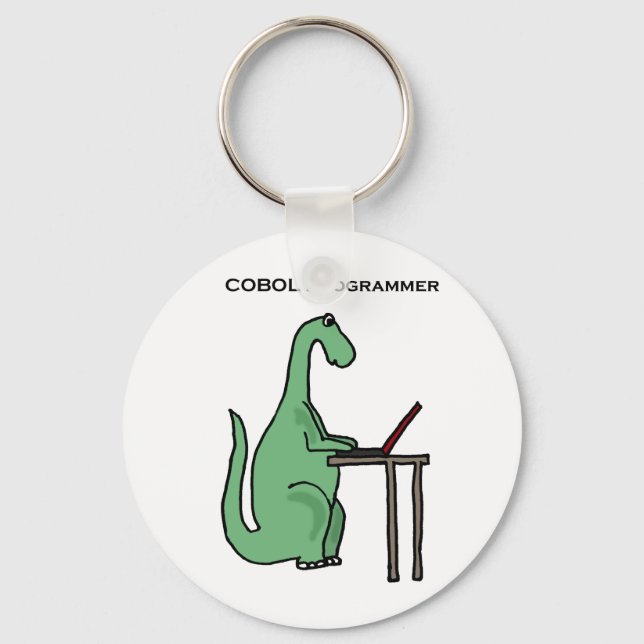 Llavero Dinosaur, programador divertido de COBOL (Anverso)