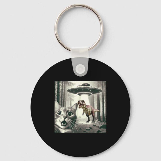 Llavero Dinosaur T Alien Cat Selfie UFO Rex (Anverso)