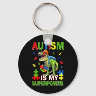Llavero Dinosaur T-rex Niños Autismo Es Mi Superpoder Auti
