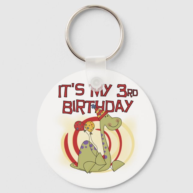 Llavero Dinosaurio 3er cumpleaños camisetas y regalos (Anverso)