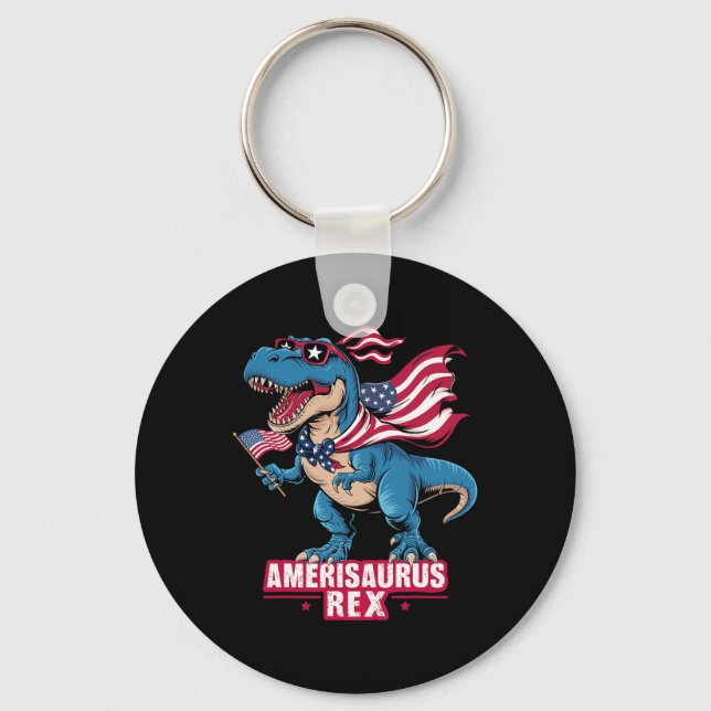 Llavero Dinosaurio 4 De Julio Hombres Mujeres Chicas Ameri (Anverso)