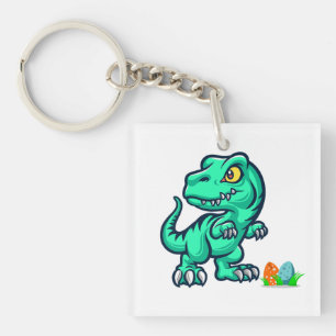 Llavero dinosaurio con huevos