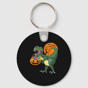 Llavero Dinosaurio divertido de Halloween calabaza y T Rex