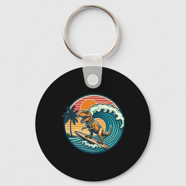 Llavero Dinosaurio Divertido Tabla de Surf Playa Verano Su (Anverso)
