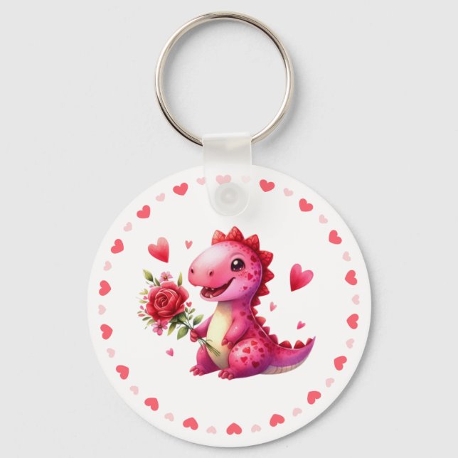 Llavero Dinosaurio El día de San Valentín lindo (Anverso)