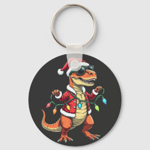 Llavero Dinosaurio envuelto con Navidades ilumina Santa Ha