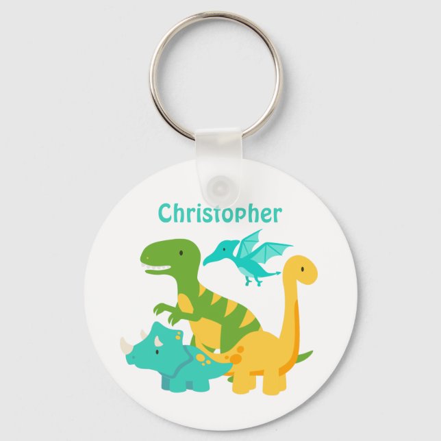 Llavero Dinosaurio infantil lindo personalizado (Anverso)