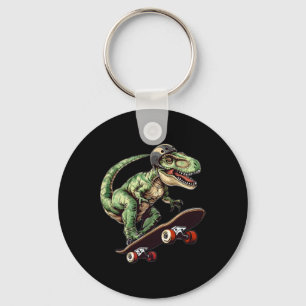 Llavero Dinosaurio T Rex Divertido En Monopatín Patinando 