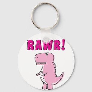 Llavero Dinosaurio T-Rex, Personalizado Rosa Cuto Y Enojad