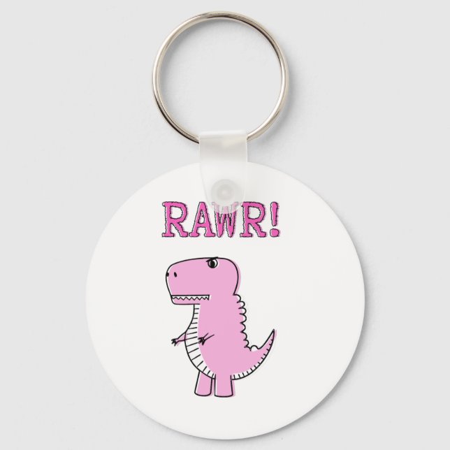 Llavero Dinosaurio T-Rex, Personalizado Rosa Cuto Y Enojad (Anverso)