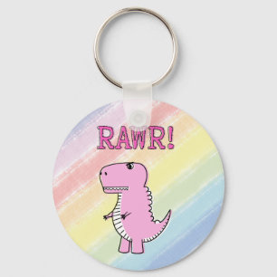 Llavero Dinosaurio T-Rex, Personalizado Rosa Cuto Y Enojad