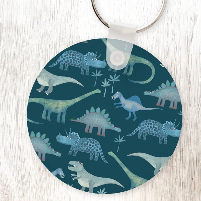 Llavero Dinosaurios verdes (Dinosaur pattern keyring keychain)