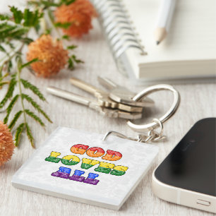Llavero "Dios Ama a Todos" Orgullo Cristiano Gay/LGBTQIA+/
