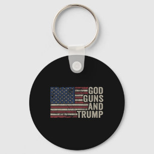 Llavero Dios Armas Y Trump - Divertido Republicano Pro Dio