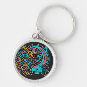 Llavero Dios Azteca Xolotl Luchando Arte Tribal de Batalla