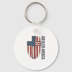 Llavero Dios Bendiga a América Diseño de Cruz Patriótica V
