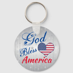 Llavero Dios bendiga a América Patriotic Heart USA