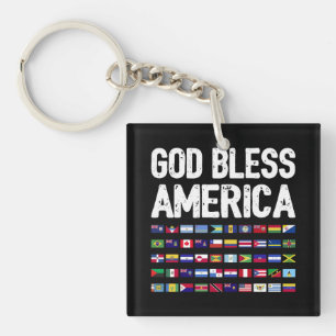 Llavero Dios Bendiga a América Todos los Países Orgullo La