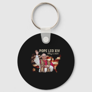 Llavero Dios bendiga al Papa Leo Xiv America Flag Map