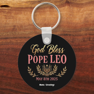 Llavero Dios bendiga al Papa León celebrando al nuevo Papa