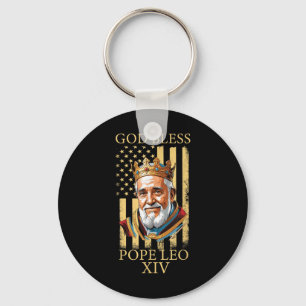 Llavero Dios bendiga al Papa León Xiv, Bandera Americana 2