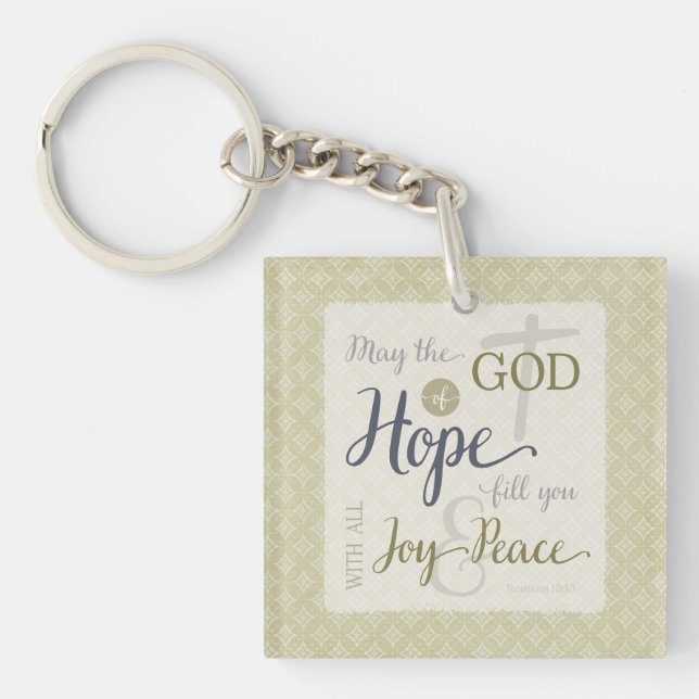 Llavero Dios de esperanza te llena de alegría y paz (Frente)