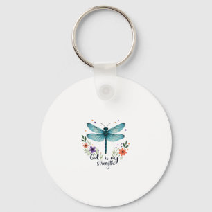 Llavero Dios es mi fuerza Floral Libélula Camiseta Cristia