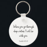 Llavero Dios estará contigo Biblia Verse<br><div class="desc">Una bella escritura,  esta cadena de claves muestra "Cuando pases por aguas profundas,  estaré contigo". ¡Un gran regalo para un ser querido,  pide el tuyo hoy!</div>