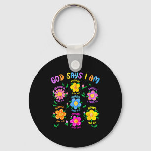 Llavero Dios floral dice que soy versículo de la Biblia cr