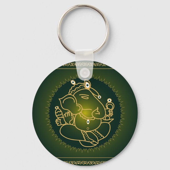 Llavero Dios Ganesha en verde - Keychain (Anverso)