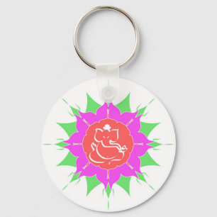 Llavero Dios Ganesha y flor - Keychain