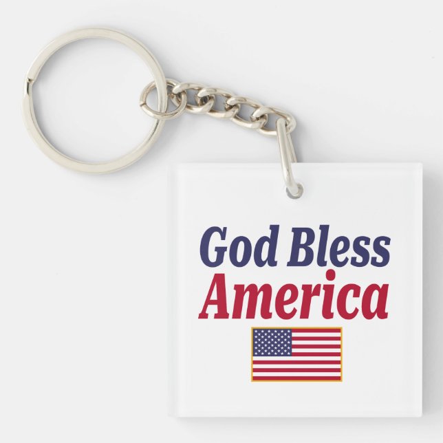 Llavero Dios Patriótico bendiga a Estados Unidos (Frente)