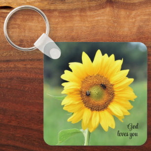 Llavero Dios te ama a ti Sunflower Keychain