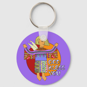 Llavero Dios te bendiga   violet