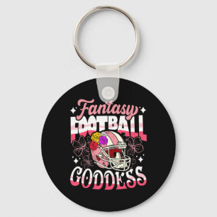 Llavero Diosa de fútbol divertida, cascos de flores mujere