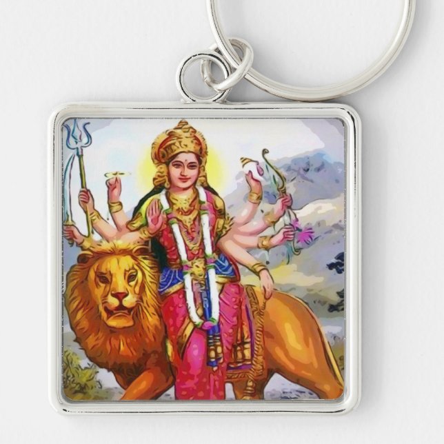 Llavero Diosa Durga con la pintura del león (Frente)