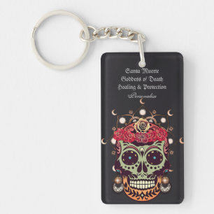 Llavero Diosa Santa Muerte Día Floral Del Cráneo Muerto