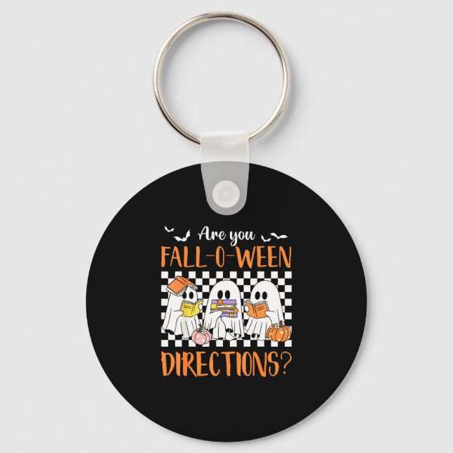 Llavero direcciones retro de otoño profesor halloween (Anverso)