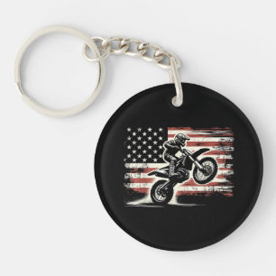 Llavero Dirt Bike Bandera Americana Motocross Biker Vintag