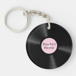 Llavero Disco de etiqueta rosa