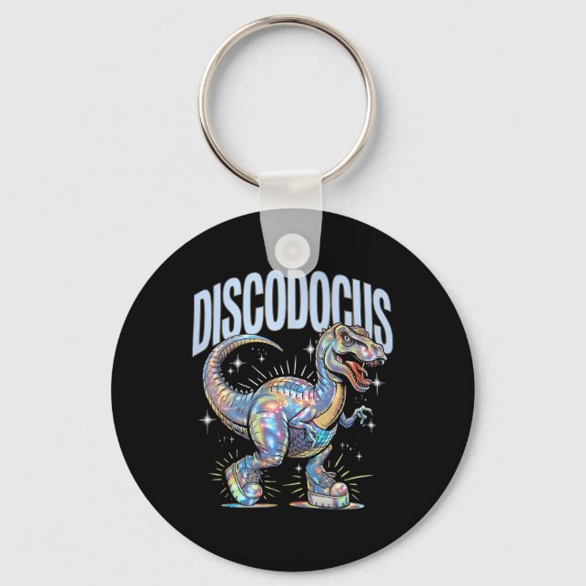 Llavero Disco Dinosaur Diplodocus 70s Dino Dancing Funny D (Anverso)