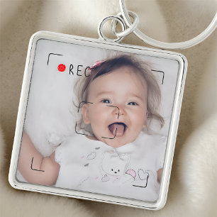 Llavero Disco Divertido Punto Rojo Foto Personalizada