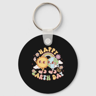 Llavero Disco Groovy Happy Earth Day Peace Sun and Earth