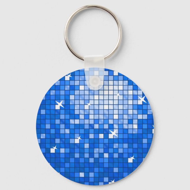 Llavero Disco Tiles Dark Blue keychain round (Anverso)